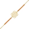 Thumbnail Image 1 of Garnet Root Chakra Symbol Bracelet in Sterling Silver with 18K Gold Plate – 7.75"