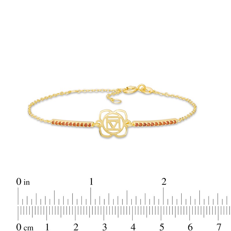 Main Image 4 of Garnet Root Chakra Symbol Bracelet in Sterling Silver with 18K Gold Plate – 7.75"