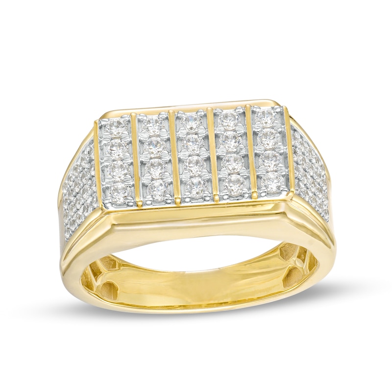 Main Image 1 of 1 CT. T.W. Diamond Rectangle Multi-Row Ring in 10K Gold