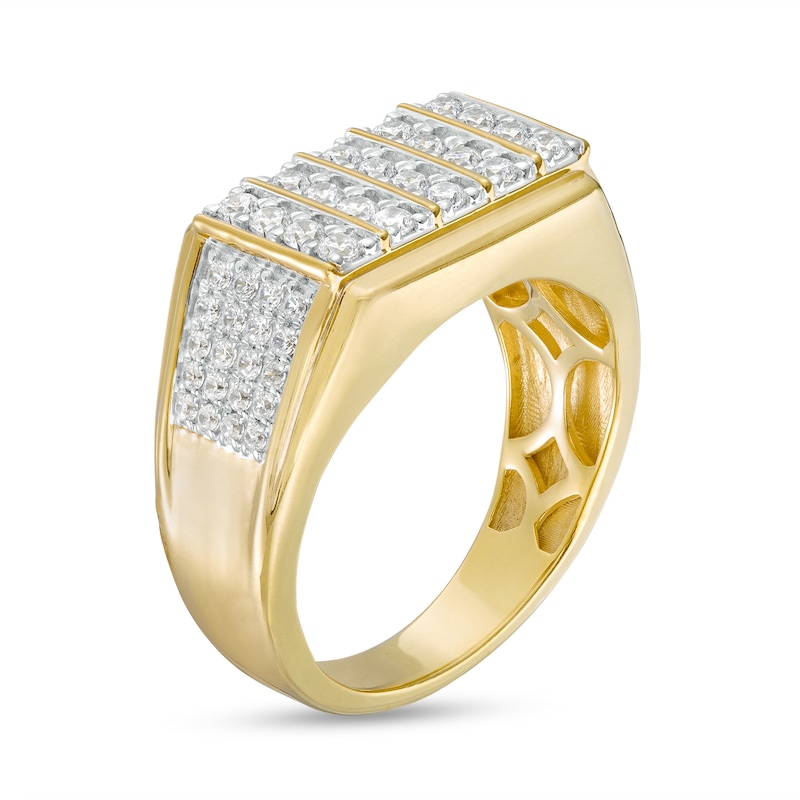 Main Image 3 of 1 CT. T.W. Diamond Rectangle Multi-Row Ring in 10K Gold