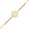 Thumbnail Image 1 of Amethyst Crown Chakra Symbol Bracelet in Sterling Silver with 18K Gold Plate – 7.75"