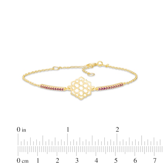 Amethyst Crown Chakra Symbol Bracelet in Sterling Silver with 18K Gold Plate – 7.75"