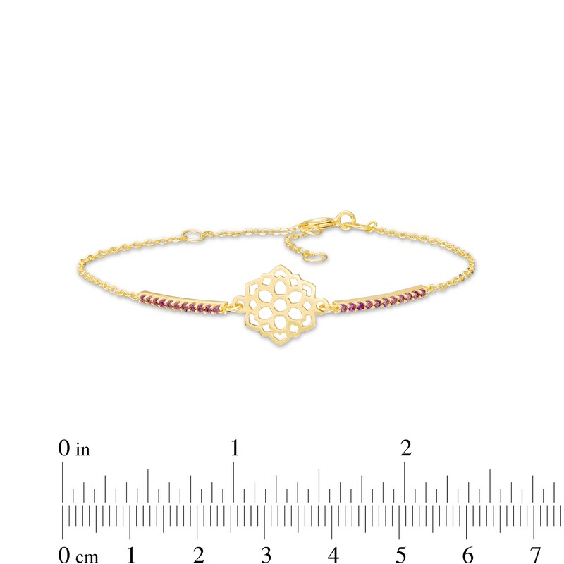 Main Image 4 of Amethyst Crown Chakra Symbol Bracelet in Sterling Silver with 18K Gold Plate – 7.75"