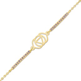 Iolite Third Eye Chakra Symbol Bracelet in Sterling Silver with 18K Gold Plate – 7.75"