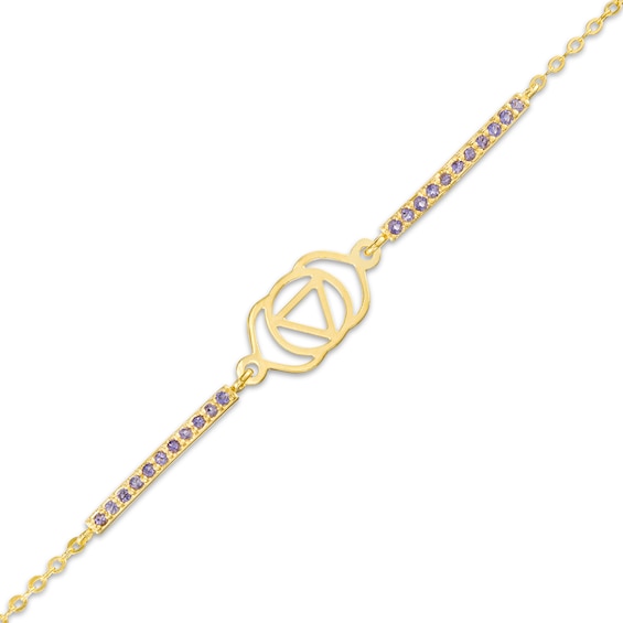 Iolite Third Eye Chakra Symbol Bracelet in Sterling Silver with 18K Gold Plate â 7.75"
