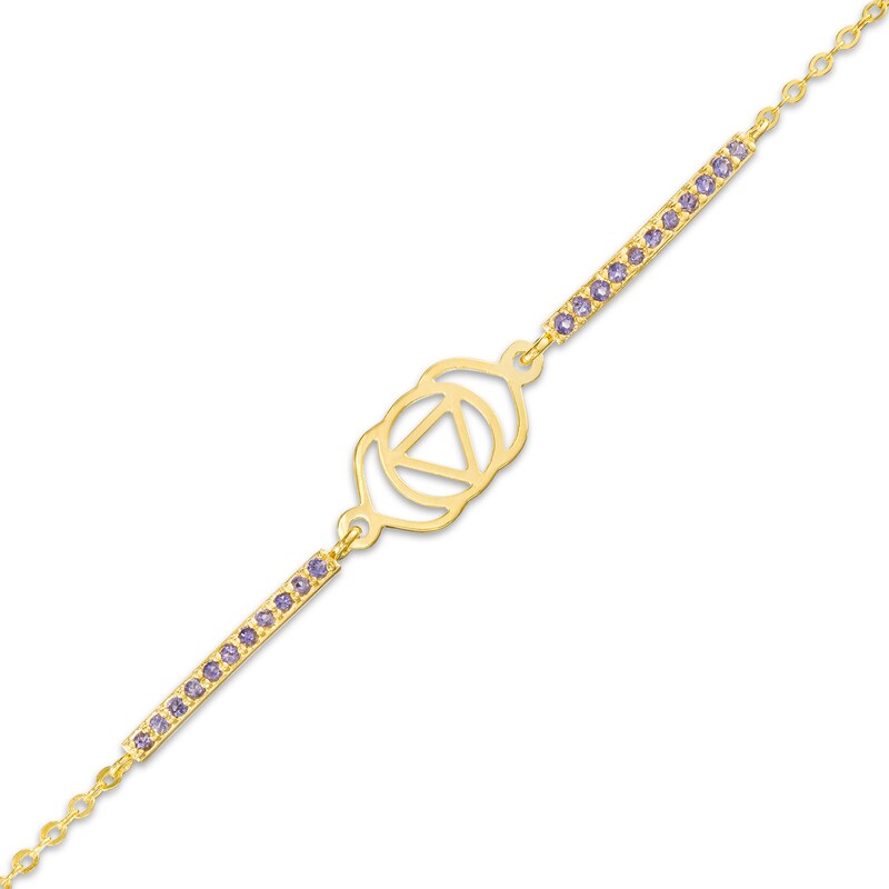 Main Image 1 of Iolite Third Eye Chakra Symbol Bracelet in Sterling Silver with 18K Gold Plate – 7.75"