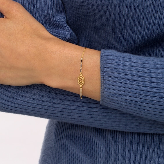 Iolite Third Eye Chakra Symbol Bracelet in Sterling Silver with 18K Gold Plate – 7.75"