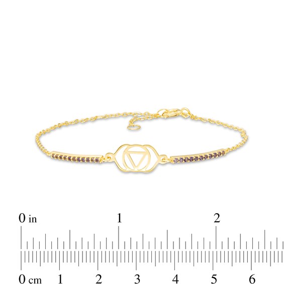 Iolite Third Eye Chakra Symbol Bracelet in Sterling Silver with 18K Gold Plate – 7.75"