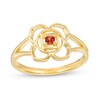 Thumbnail Image 1 of Garnet Solitaire Root Chakra Symbol Split Shank Ring in Sterling Silver with 18K Gold Plate – Size 7