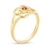 Thumbnail Image 3 of Garnet Solitaire Root Chakra Symbol Split Shank Ring in Sterling Silver with 18K Gold Plate – Size 7