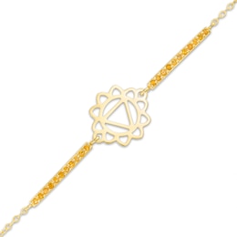 Citrine Solar Plexus Chakra Symbol Bracelet in Sterling Silver with 18K Gold Plate – 7.75"
