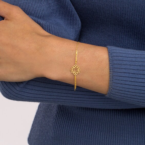Citrine Solar Plexus Chakra Symbol Bracelet in Sterling Silver with 18K Gold Plate â 7.75"