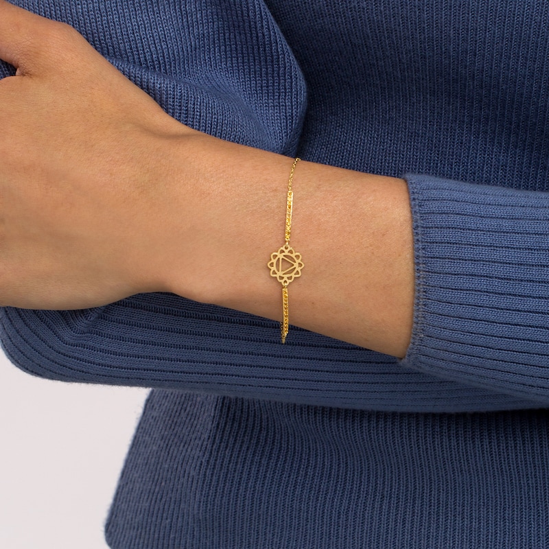 Main Image 2 of Citrine Solar Plexus Chakra Symbol Bracelet in Sterling Silver with 18K Gold Plate – 7.75"
