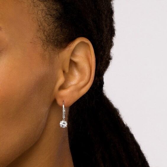 White Lab-Created Sapphire Drop Earrings in Sterling Silver