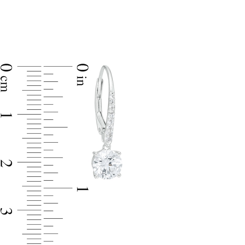 Main Image 3 of White Lab-Created Sapphire Drop Earrings in Sterling Silver