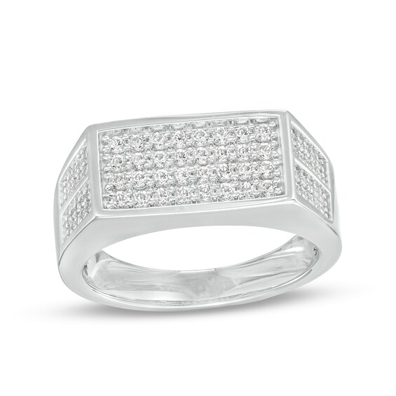 3/4 CT. T.w. Diamond Rectangle Multi-Row Ring in 10K White Gold
