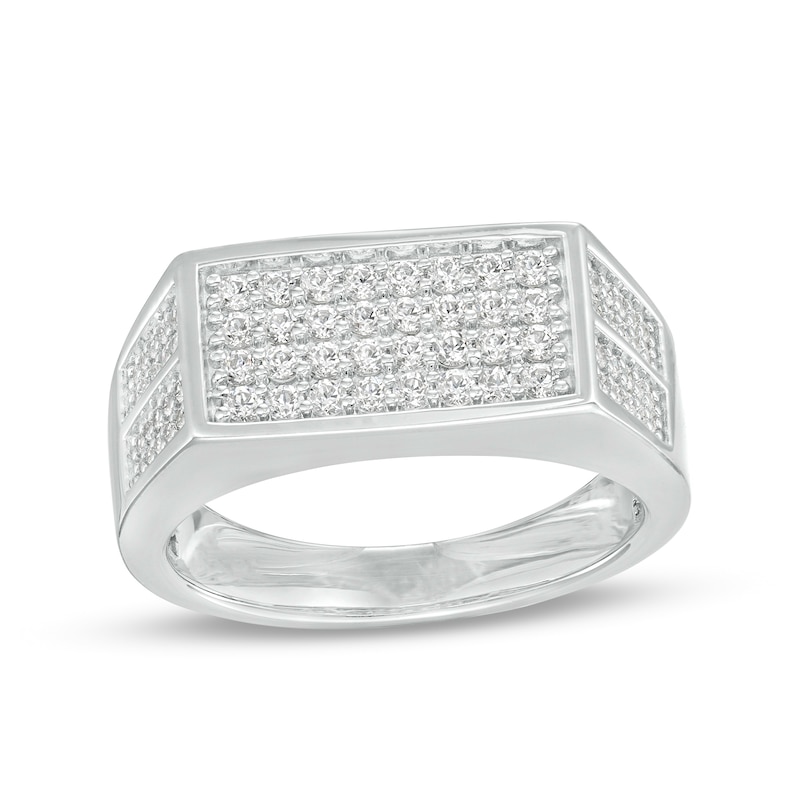 Main Image 1 of 3/4 CT. T.W. Diamond Rectangle Multi-Row Ring in 10K White Gold