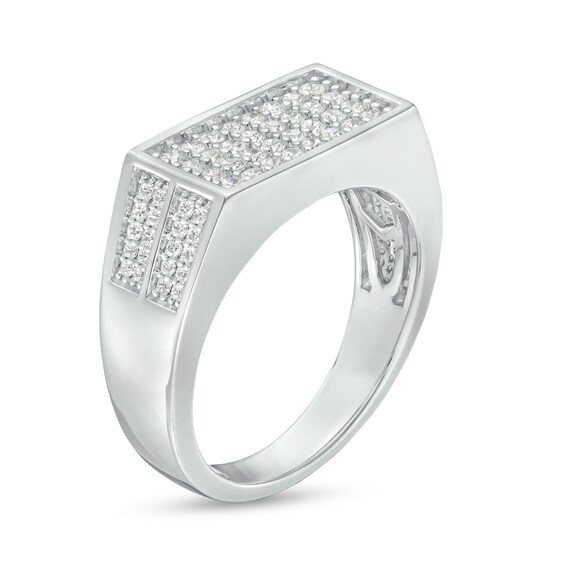 3/4 CT. T.w. Diamond Rectangle Multi-Row Ring in 10K White Gold