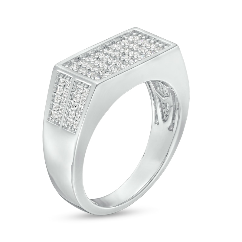 Main Image 3 of 3/4 CT. T.W. Diamond Rectangle Multi-Row Ring in 10K White Gold