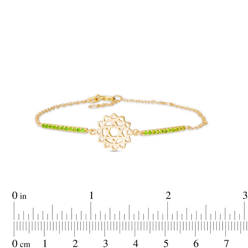 Main Image 4 of Chrome Diopside Heart Chakra Symbol Bracelet in Sterling Silver with 18K Gold Plate – 7.75"
