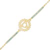 Thumbnail Image 1 of Swiss Blue Topaz Throat Chakra Symbol Bracelet in Sterling Silver with 18K Gold Plate – 7.75"