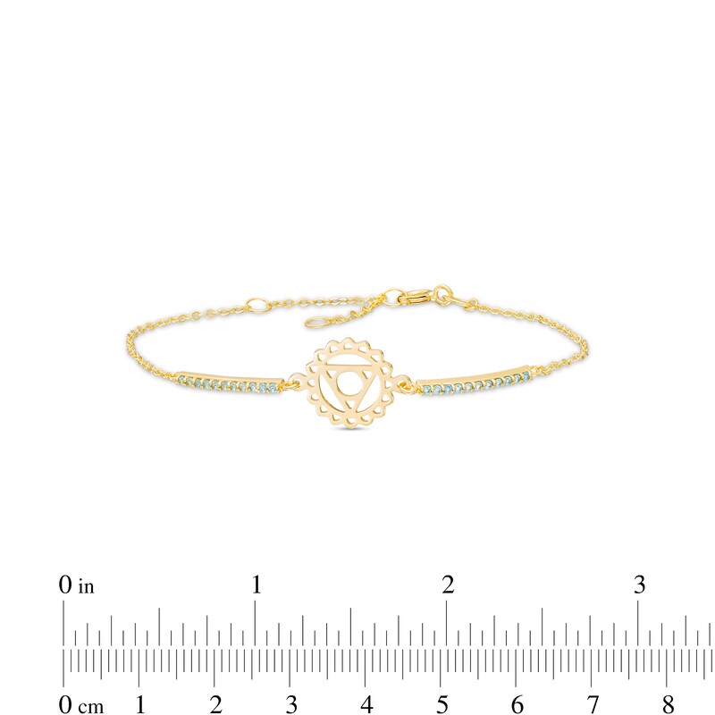 Main Image 4 of Swiss Blue Topaz Throat Chakra Symbol Bracelet in Sterling Silver with 18K Gold Plate – 7.75"