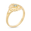 Thumbnail Image 3 of Swiss Blue Topaz Solitaire Throat Chakra Symbol Split Shank Ring in Sterling Silver with 18K Gold Plate - Size 7