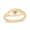 Thumbnail Image 1 of Iolite Solitaire Third Eye Chakra Symbol Split Shank Ring in Sterling Silver with 18K Gold Plate – Size 7