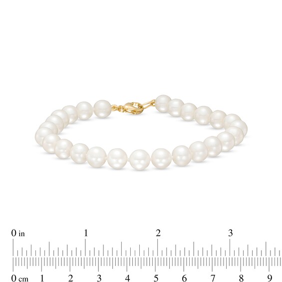 7.0-8.0mm Freshwater Cultured Pearl Strand Bracelet with 14K Gold Clasp â 8.5"