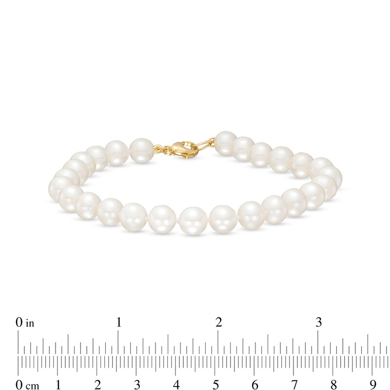 Main Image 4 of Men's 7.0-8.0mm Freshwater Cultured Pearl Strand Bracelet with 14K Gold Clasp – 8.5"