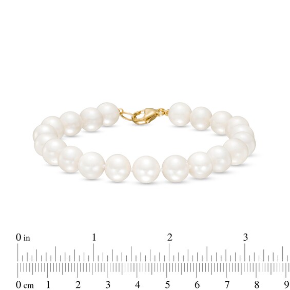 8.5-9.5mm Freshwater Cultured Pearl Strand Bracelet with 14K Gold Clasp â 8.5"
