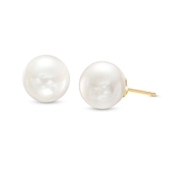 10.0mm Freshwater Cultured Pearl Stud Earrings in 14K Gold