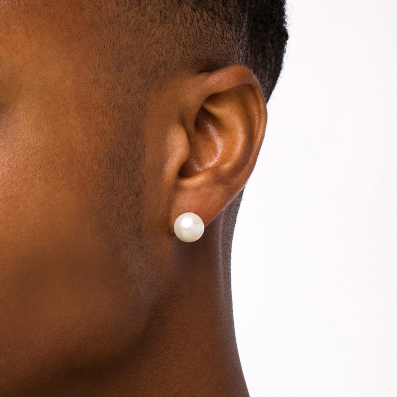 Men's 10.0-11.0mm Cultured Freshwater Pearl Stud Earrings in 14K Gold