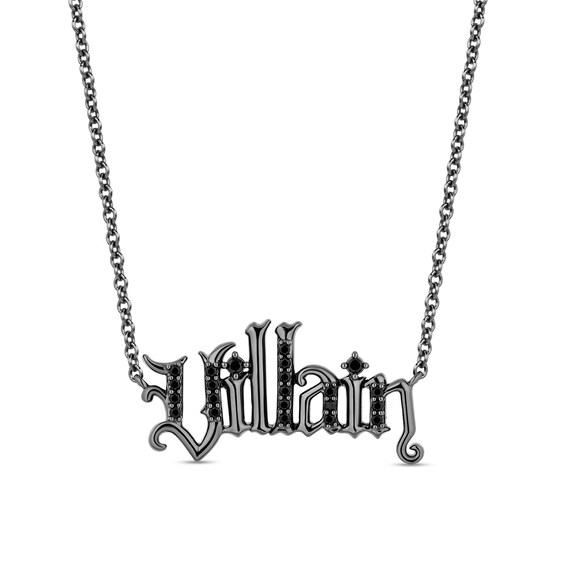 Enchanted Disney 1/5 CT. T.w. Black Diamond Gothic-Style Necklace in Sterling Silver with Black Rhodium