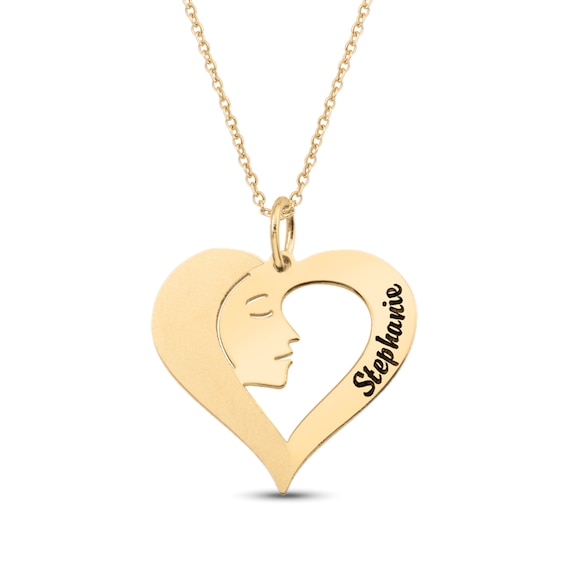 Engravable Cut-Out Silhouette Heart Pendant (1 Line)