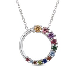 Mother's Gemstone Graduated Circle Pendant (5-12 Stones)