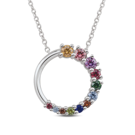 Mother's Gemstone Graduated Circle Pendant (5-12 Stones)