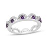 Thumbnail Image 1 of Enchanted Disney Ariel Amethyst and 1/6 CT. T.W. Diamond Scallop Edge Stackable Band in Sterling Silver – Size 7