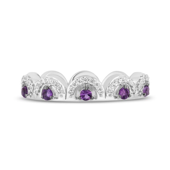Enchanted Disney Ariel Amethyst and 1/6 CT. T.w. Diamond Scallop Edge Stackable Band in Sterling Silver â Size 7