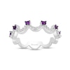 Thumbnail Image 1 of Enchanted Disney Ariel Amethyst and 1/6 CT. T.W. Diamond Scallop Crown Stackable Band in Sterling Silver – Size 7