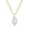 Thumbnail Image 1 of 13.0-13.5mm Baroque Freshwater Cultured Pearl Paper Clip Necklace in Sterling Silver with 18K Gold Plate