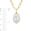 Thumbnail Image 3 of 13.0-13.5mm Baroque Freshwater Cultured Pearl Paper Clip Necklace in Sterling Silver with 18K Gold Plate