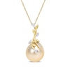 Thumbnail Image 1 of 12.0-12.5mm Baroque Golden South Sea Cultured Pearl and Diamond Accent Vine Pendant in 14K Gold-17&quot;