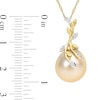 Thumbnail Image 3 of 12.0-12.5mm Baroque Golden South Sea Cultured Pearl and Diamond Accent Vine Pendant in 14K Gold-17&quot;