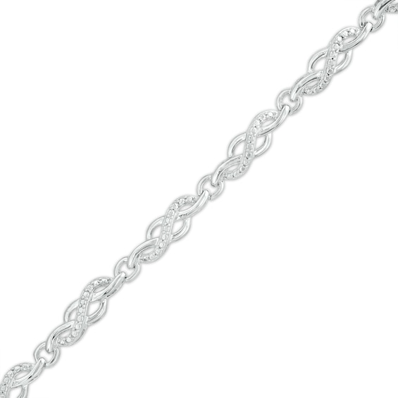 Diamond Accent Swirl Infinity Link Bracelet in Sterling Silver â 7.5"