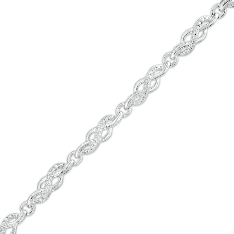 Diamond Accent Swirl Infinity Link Bracelet in Sterling Silver – 7.5"