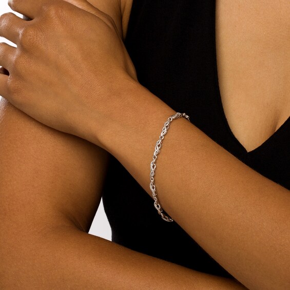 Diamond Accent Swirl Infinity Link Bracelet in Sterling Silver â 7.5"