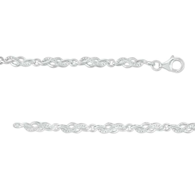 Main Image 3 of Diamond Accent Swirl Infinity Link Bracelet in Sterling Silver – 7.5"