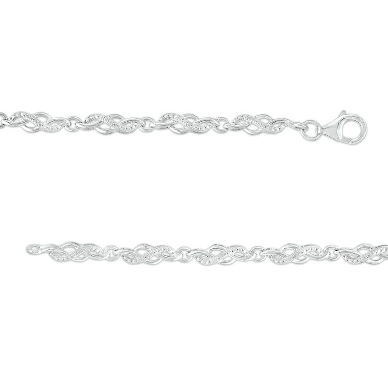 Diamond Accent Swirl Infinity Link Bracelet in Sterling Silver – 7.5"