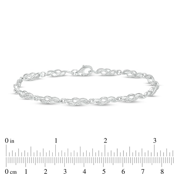 Diamond Accent Swirl Infinity Link Bracelet in Sterling Silver â 7.5"